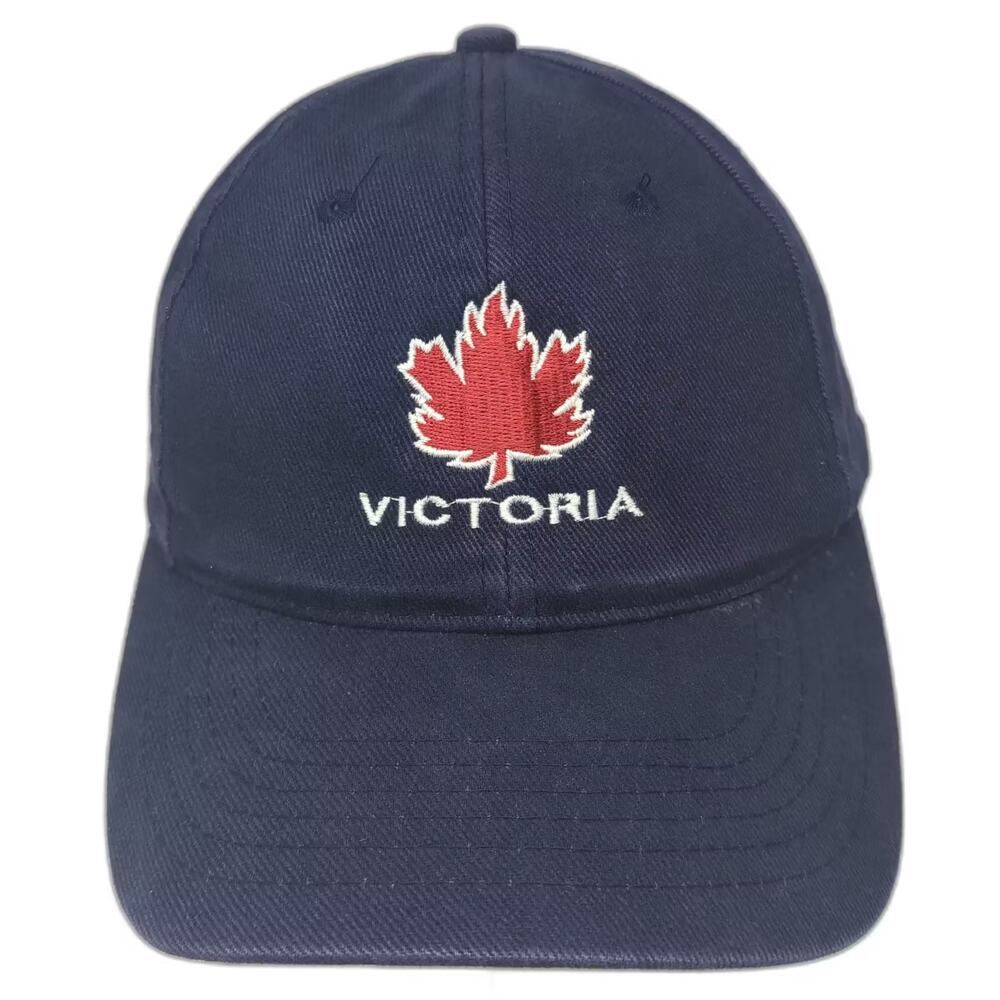 AJM Victoria Canada Maple Leaf Embroidered Blue Red Baseball Cap OSFM Slideback